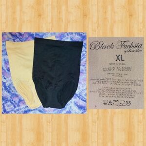 2Pc Bundle of Black Fucshia Blk & Cream Ribbed Knit Hi-Waist Shaper Briefs Sz XL